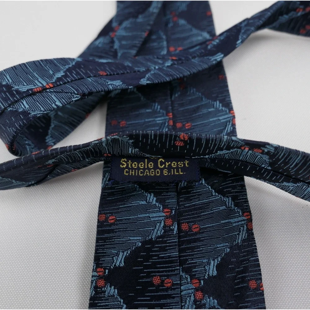 Steele Crest Chicago Vintage 50s Atomic Geometric Abstract Woven Silk Tie Skinny